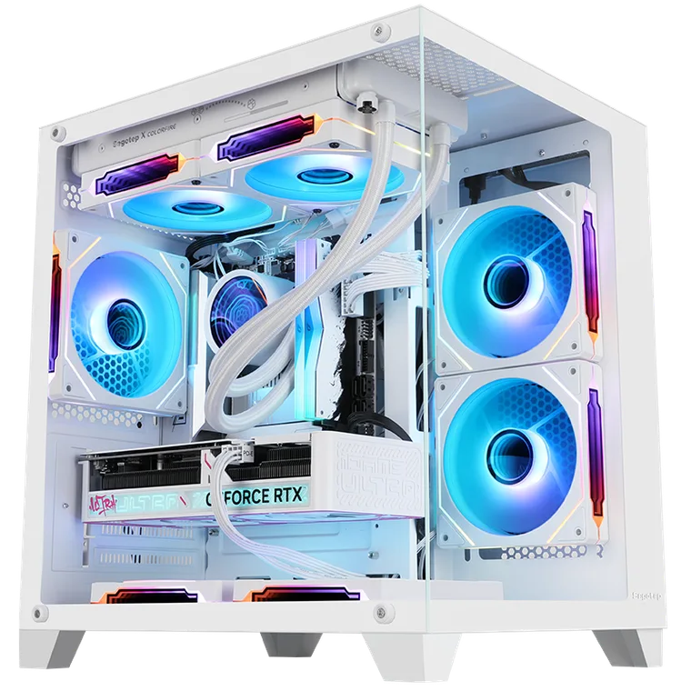 კომპიუტერის ქეისი · Segotep U502 - Mid Tower, Micro-ATX, Desktop Gaming PC Case, Panoramic Tempered Glass, Up to 240mm Radiator Support - Without Fans (White)
