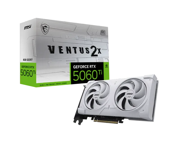 ვიდეობარათი · MSI RTX 5060 Ti Ventus 2X OC Plus White 8 GB
