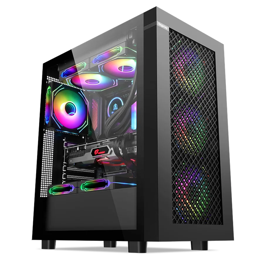 კომპიუტერის ქეისი · Segotep Endura 1 - Mid Tower, ATX, Desktop Gaming PC Case, Tempered Glass, Up to 240mm Radiator Support - Without Fans (Black)