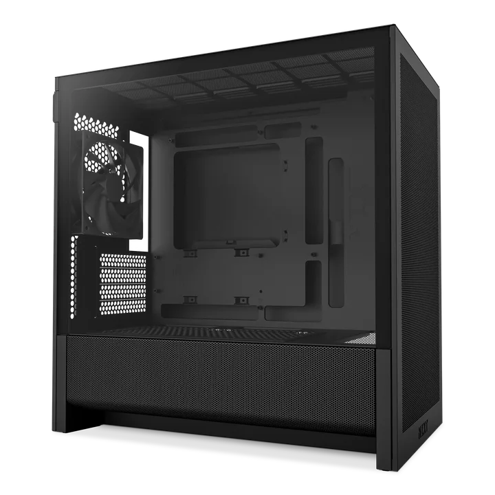 კომპიუტერის ქეისი · NZXT H3 Flow 2025 - Mid Tower, Micro-ATX, Desktop Gaming PC Case, Tempered Glass, Up to 280mm Radiator Support, Type-C - with Pre installed 1x120mm PWM Fan (Black)