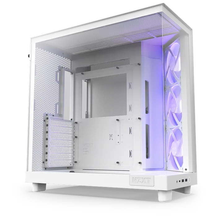 კომპიუტერის ქეისი · NZXT H6 Flow RGB 2023 - Mid Tower, ATX, Desktop Gaming PC Case, Panoramic Tempered Glass, Up to 360mm Radiator Support, Type-C - with Pre installed 3x120mm ARGB Fans (White)