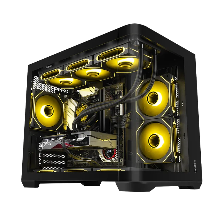 კომპიუტერის ქეისი · Segotep Lumi 3S - Mid Tower, Micro-ATX, Desktop Gaming PC Case, Panoramic Tempered Glass, Up to 360mm Radiator Support - Without Fans (Black)