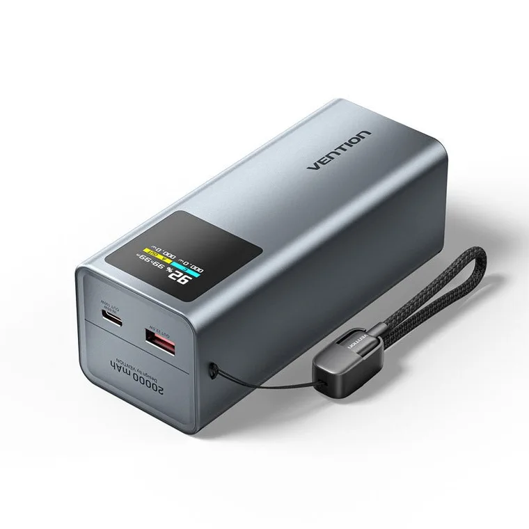 პორტატული დამტენი · Vention FKCH0 20000mAh 100W Power Bank with LED Display (Gray)