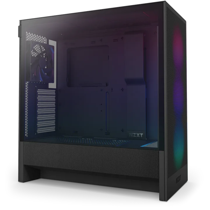 კომპიუტერის ქეისი · NZXT H5 Flow RGB 2024 - Mid Tower, E-ATX, Desktop Gaming PC Case, Tempered Glass, Up to 360mm Radiator Support, Type-C - with Pre installed 3x120mm ARGB & 1x120mm PWM Fans (Black)