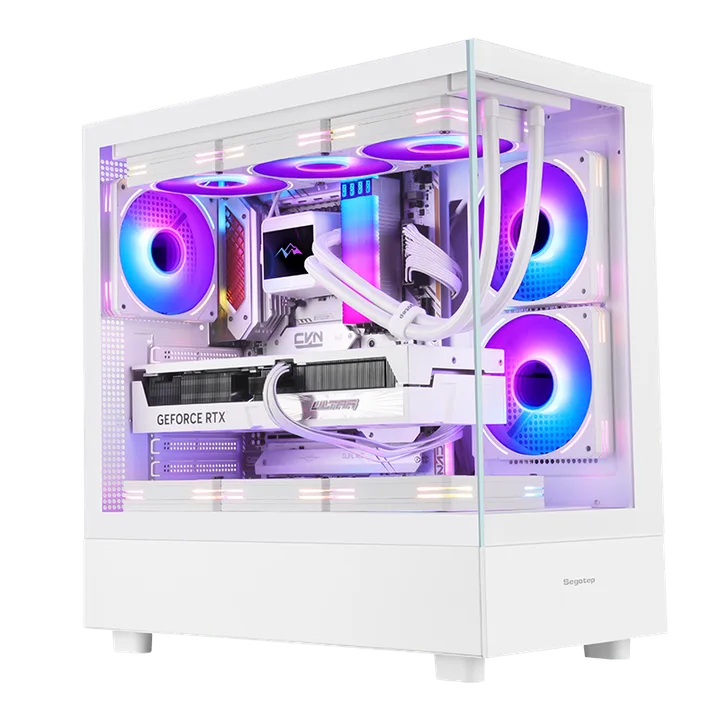 კომპიუტერის ქეისი · Segotep Endura Pro+ - Mid Tower, E-ATX, Desktop Gaming PC Case, Panoramic Tempered Glass, Up to 360mm Radiator Support - Without Fans (White) — დამატებითი ფოტო