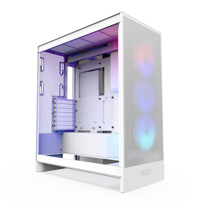 კომპიუტერის ქეისი · NZXT H7 Flow RGB 2024 - Mid Tower, E-ATX, Desktop Gaming PC Case, Tempered Glass, Up to 420mm Radiator Support, Type-C - with Pre installed 3x120mm ARGB Fans (White)