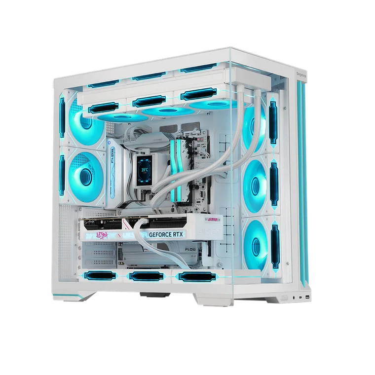 კომპიუტერის ქეისი · Segotep Infinite 5 Pro - Mid Tower, ATX, Desktop Gaming PC Case, Panoramic Tempered Glass, Up to 360mm Radiator Support, Type-C - with 4x120mm ARGB Fans (White)